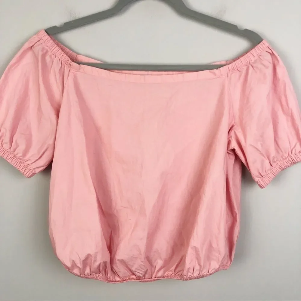 MADEWELL | Off the Shoulder Bubble Top Pink Small